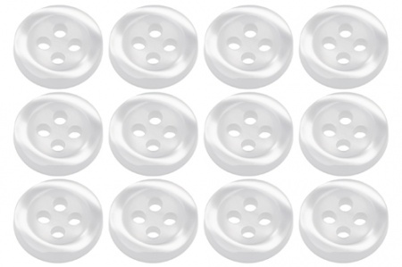 Pack of 12 White 18L 11mm Buttons for Shirts